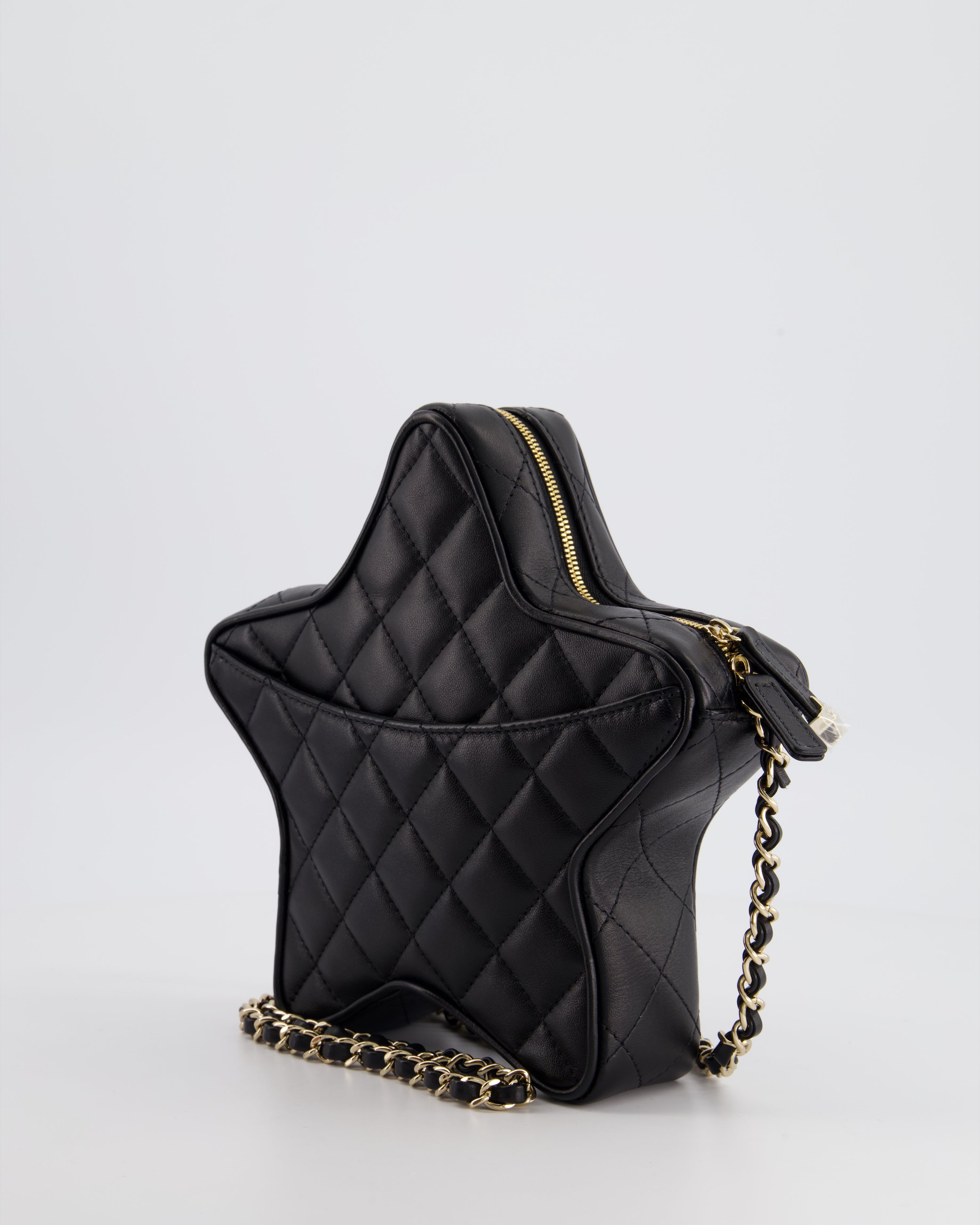 HOT* Chanel Black Star Bag in Lambskin Leather with