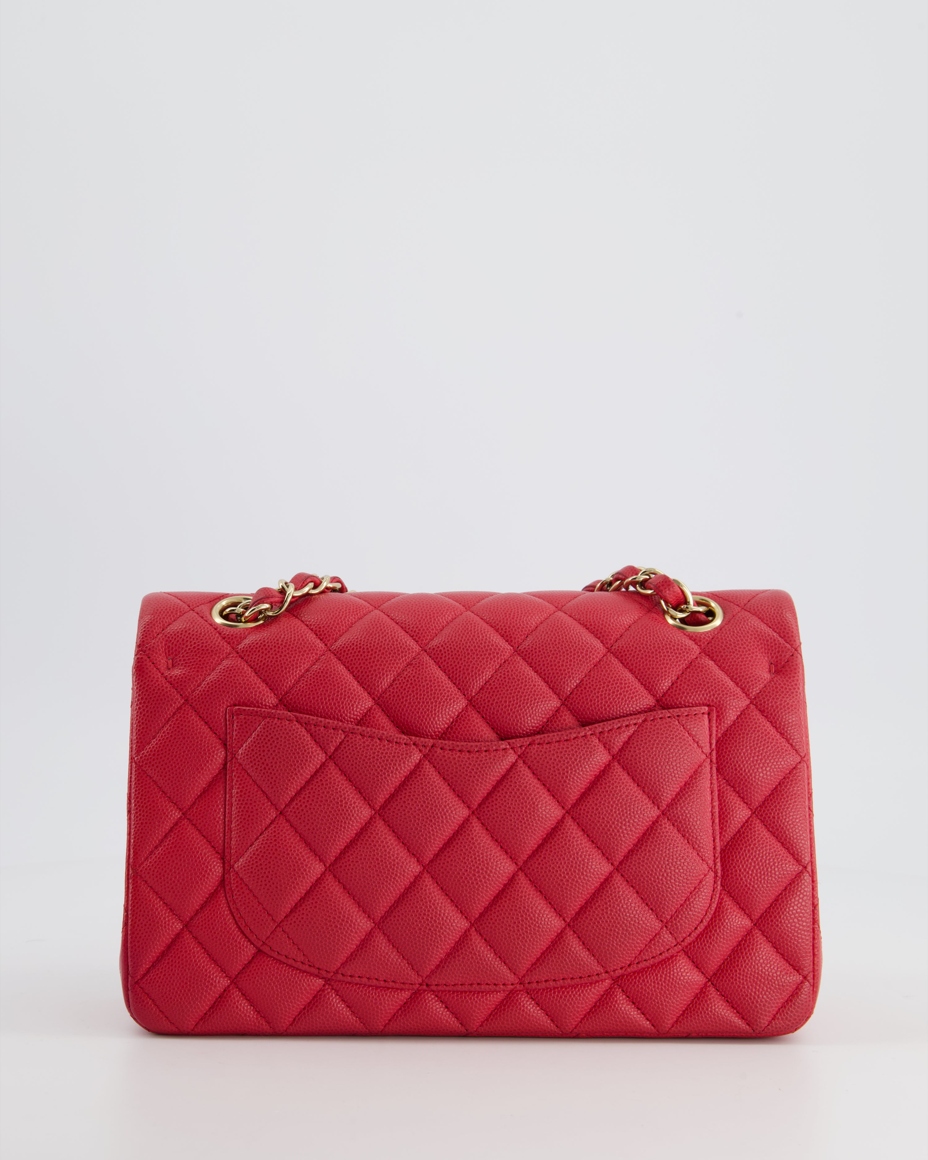 Chanel Pink Small Classic Double Flap Bag in Caviar Leather with