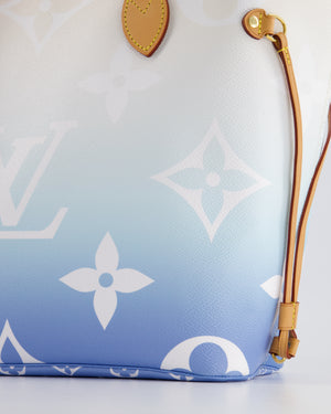 *COLLECTOR'S* Louis Vuitton By The Pool 2021 Neverfull MM in Blue and White Monogram Canvas with Vachetta leather and Gold Hardware