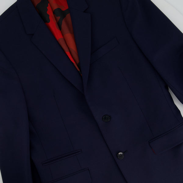Valentino Menswear Navy Tailored Blazer with Red Interior Size IT 44