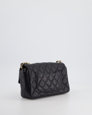 *HOT* Chanel 21C Black Coco Charms Mini Rectangular Flap Bag in Lambskin Leather with Champagne Gold Hardware