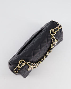 *HOT* Chanel 21C Black Coco Charms Mini Rectangular Flap Bag in Lambskin Leather with Champagne Gold Hardware