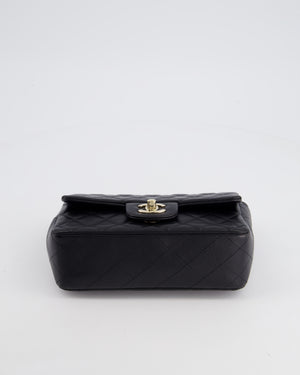 *HOT* Chanel 21C Black Coco Charms Mini Rectangular Flap Bag in Lambskin Leather with Champagne Gold Hardware