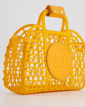 Fendi Spring/Summer 2021 Orange Basket Bag in Recycled Plastic and Leather Closure Detail