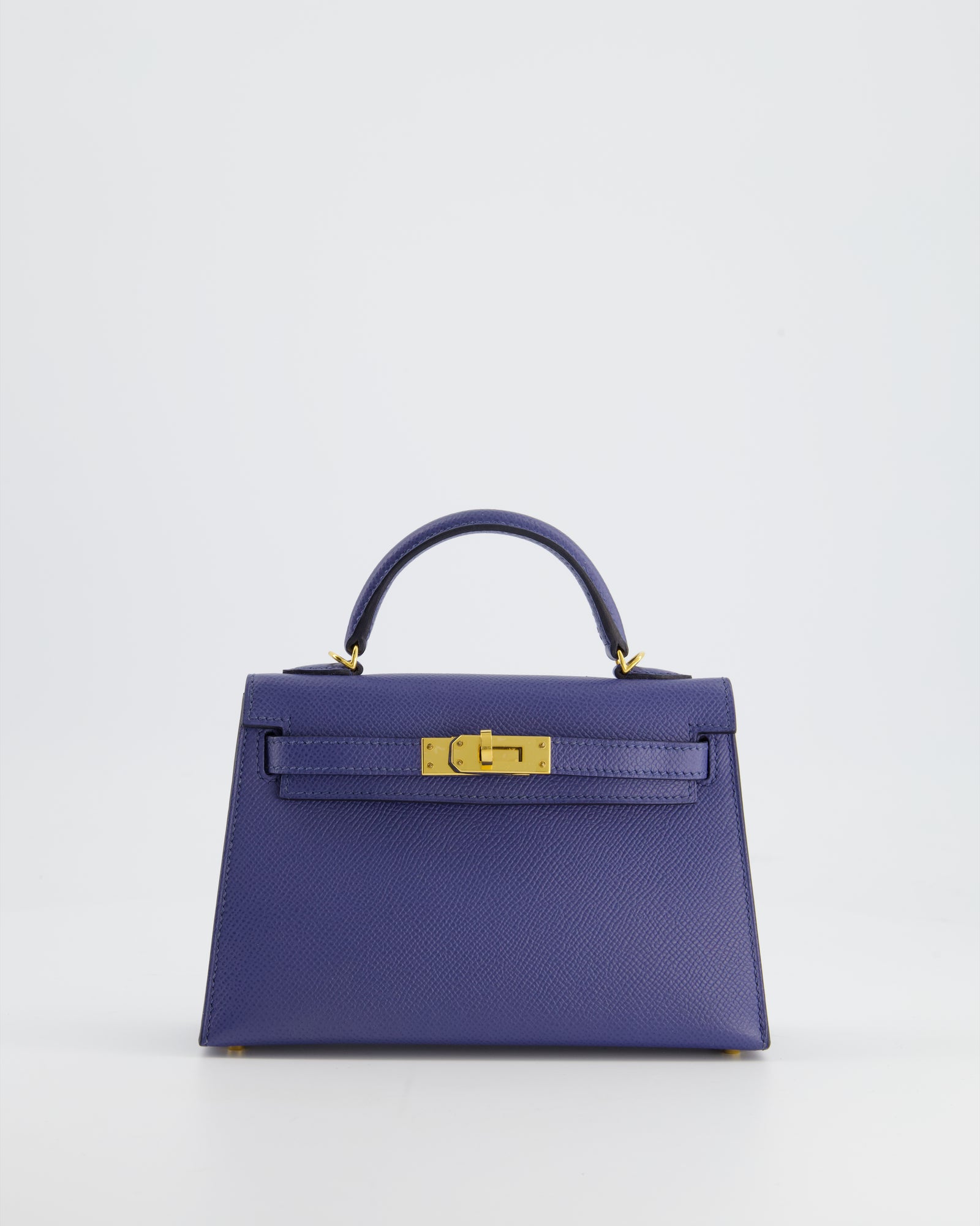 Hermes Mini Kelly II 20cm Bag in Bleu Brighton Epsom Leather and Gold Sellier