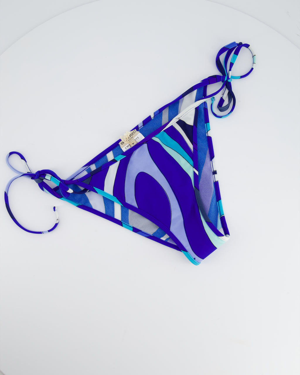 Emilio Pucci Blue and White Printed Bikini Bottoms Size M (UK 10