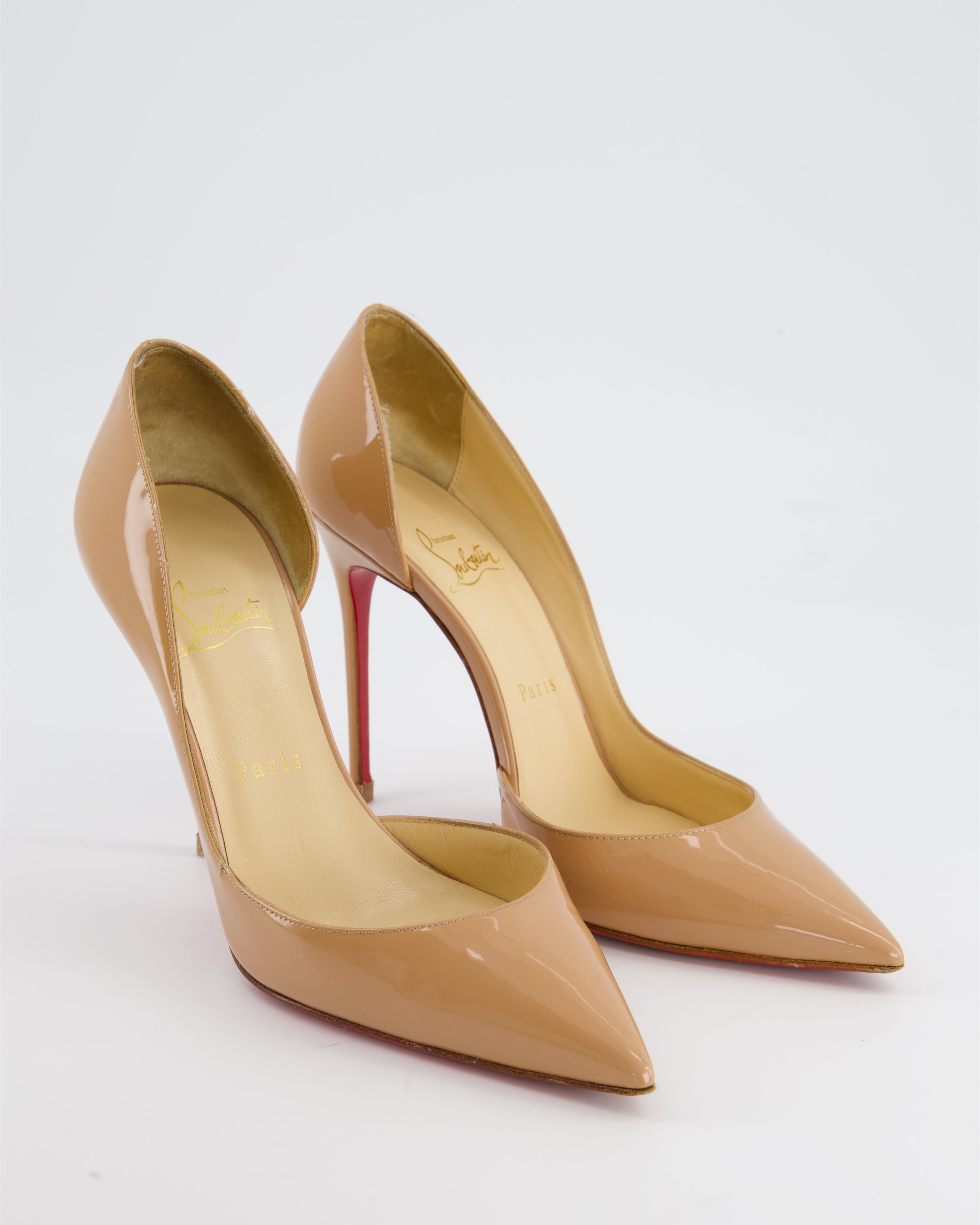 FIRE PRICE Christian Louboutin Beige Iriza Pumps in Patent Leather S Sellier