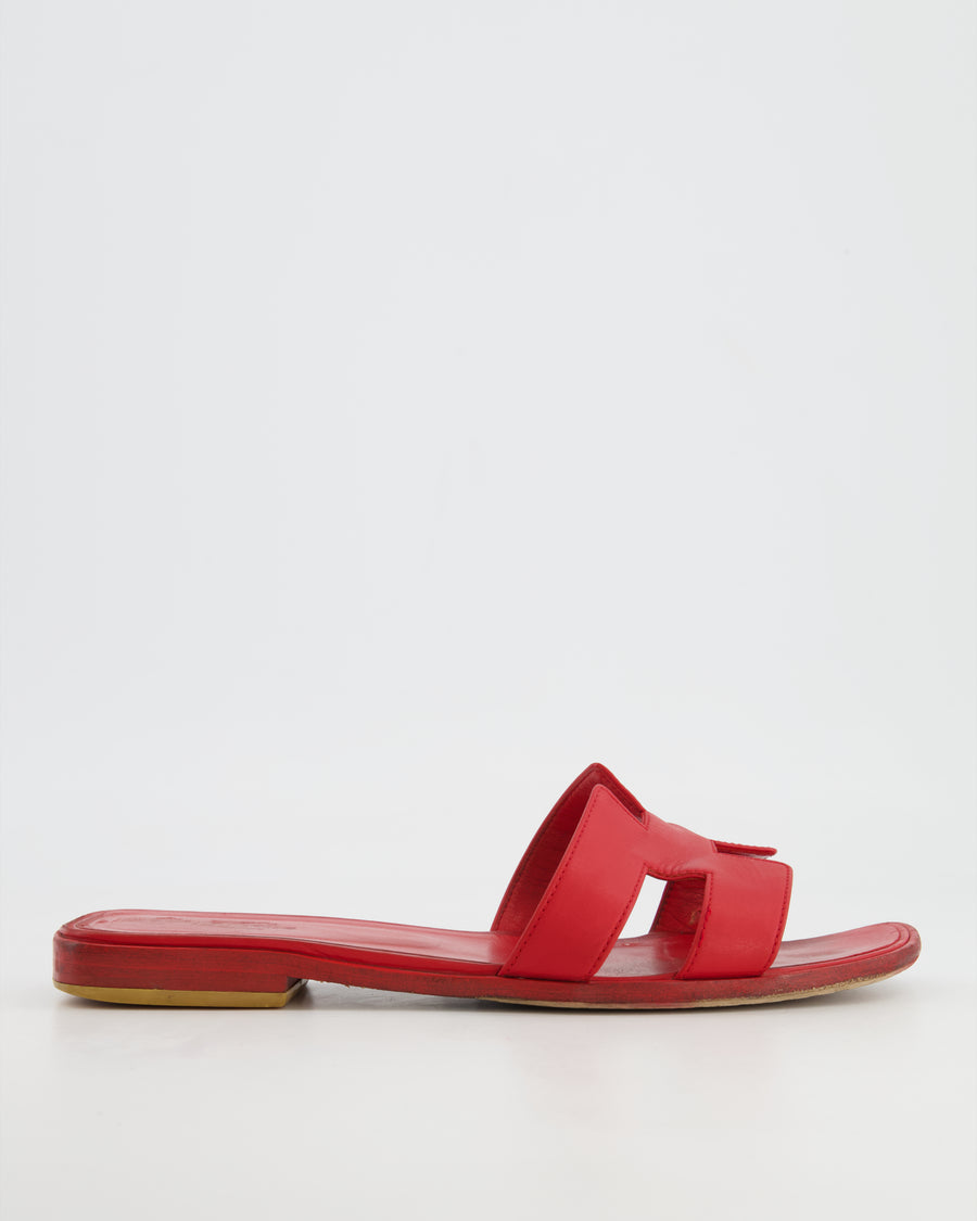 hermes red oran sandals