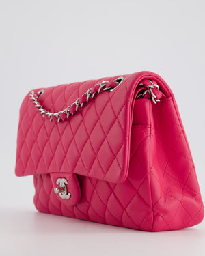 Chanel Hot Barbie Pink Medium Classic Double Flap Bag in Lambskin Leather with  Silver Hardware