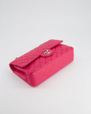 Chanel Hot Barbie Pink Medium Classic Double Flap Bag in Lambskin Leather with  Silver Hardware