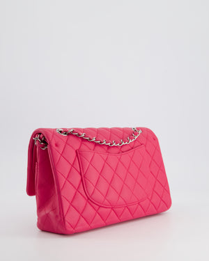 Chanel Hot Barbie Pink Medium Classic Double Flap Bag in Lambskin Leather with  Silver Hardware