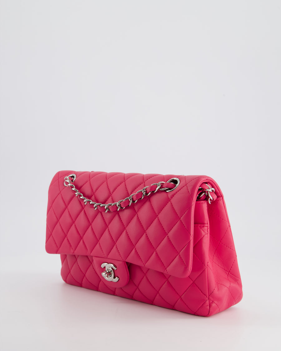 Chanel Hot Barbie Pink Medium Classic Double Flap Bag in Lambskin Leather with  Silver Hardware