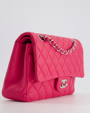 Chanel Hot Barbie Pink Medium Classic Double Flap Bag in Lambskin Leather with  Silver Hardware