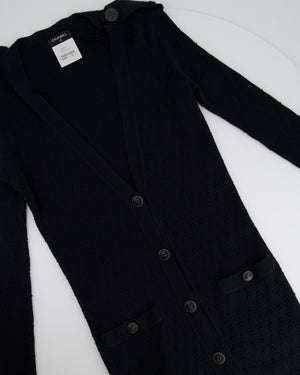 Chanel 16P Black Ribbed Cardigan with Shoulder Button Detail FR 34 (UK 6) RRP £2,450