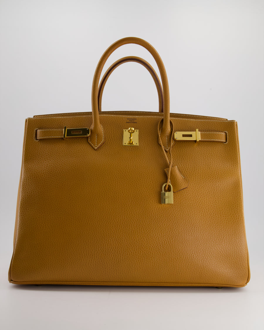 *RARE* Hermès Vintage Birkin 40cm Retourne Bag in Gold Ardennes Leather with Gold Hardware