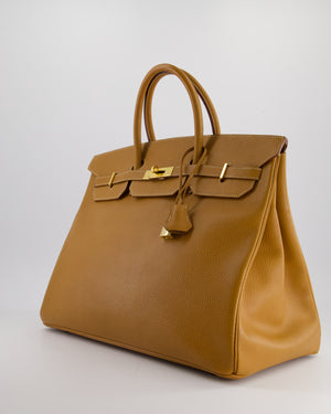 *RARE* Hermès Vintage Birkin 40cm Retourne Bag in Gold Ardennes Leather with Gold Hardware