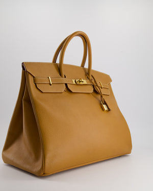 *RARE* Hermès Vintage Birkin 40cm Retourne Bag in Gold Ardennes Leather with Gold Hardware