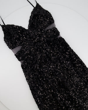 *HOT* Escada Black Sequin Long Sleeveless Gown Dress Size FR 38 (UK 10)