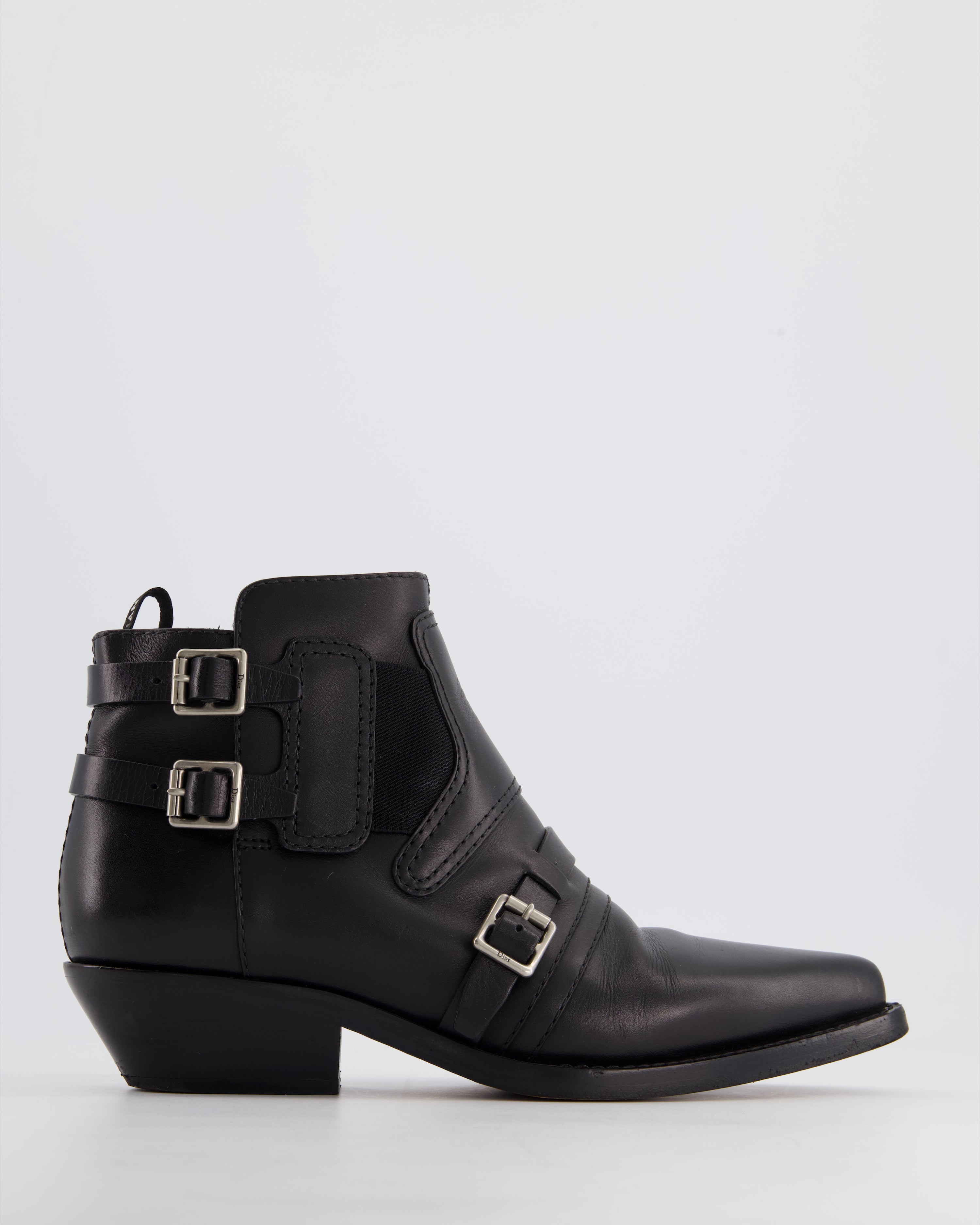 Black booties with silver buckles hotsell