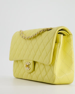 Chanel Sorbet Yellow Medium Classic Double Flap Bag in Caviar Leather with Champagne Gold Hardware