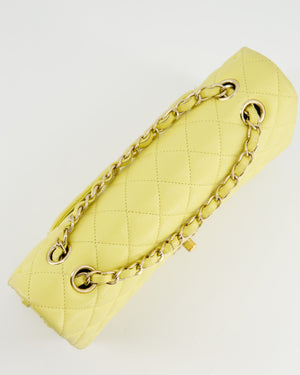 Chanel Sorbet Yellow Medium Classic Double Flap Bag in Caviar Leather with Champagne Gold Hardware