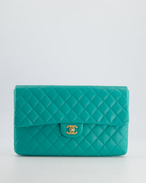 Chanel Teal Timeless Clutch Bag in Quilted Lambskin Leather with Champagne Gold Hardware