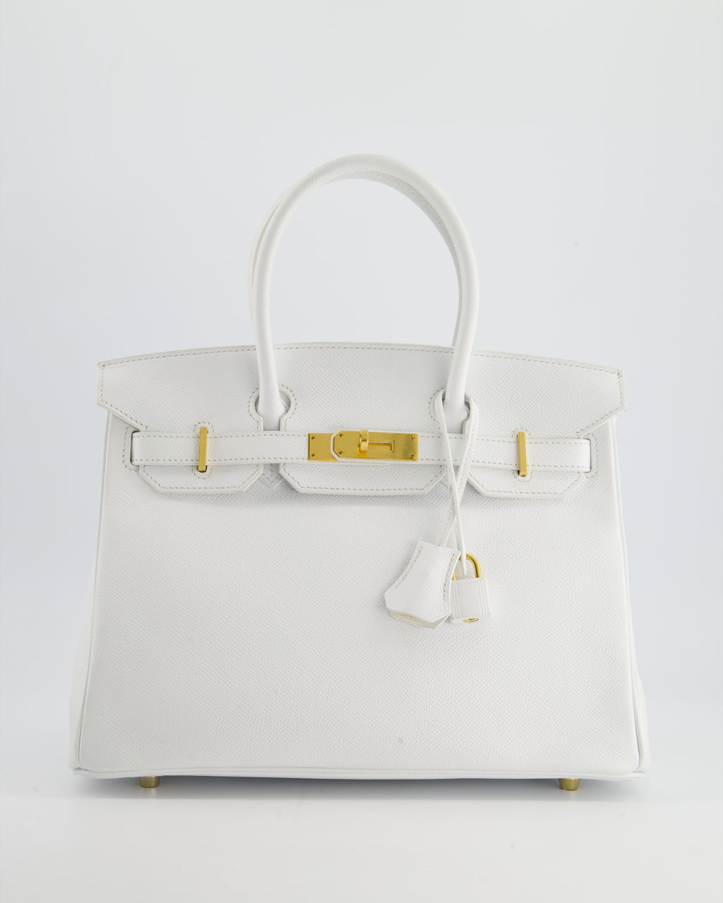 Hermes HSS Birkin Bag 30cm in White Epsom Leather and Gold Hardware Sellier