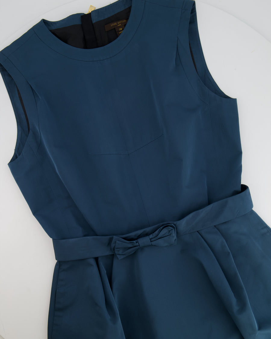 Louis Vuitton Blue Sleeveless Mini Dress with Belt Detail Size FR 38 (UK 10)