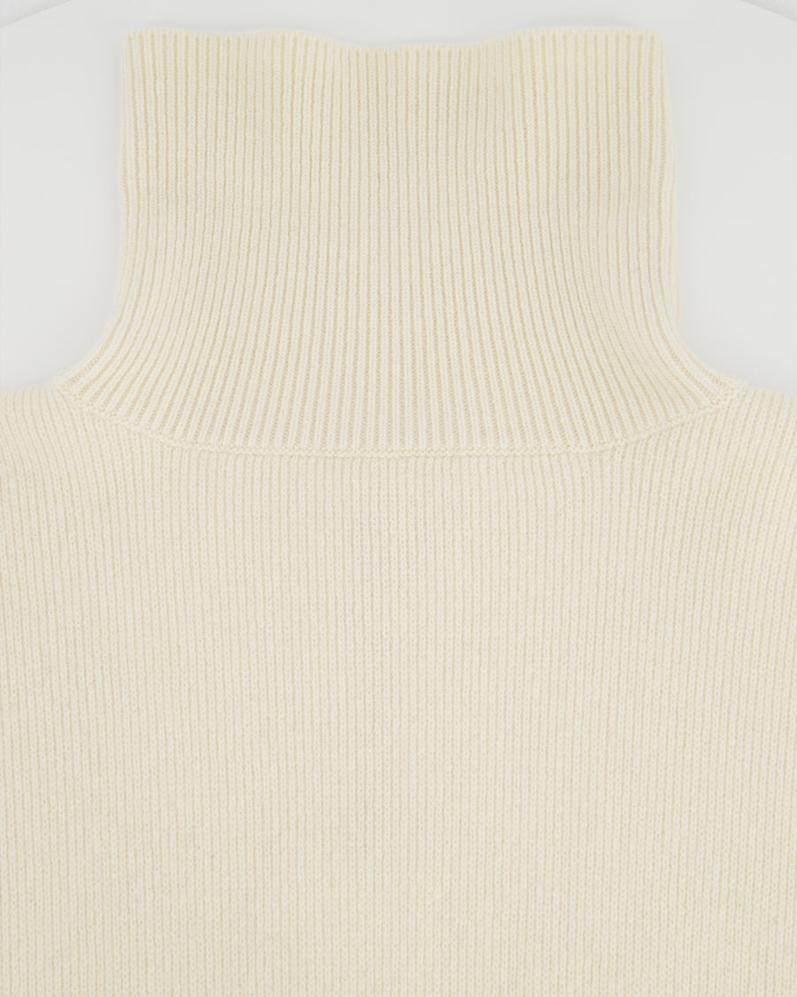 Raey Ivory Wool Roll Neck Cropped Oversized Knit Jumper Size XXS/XS (UK 4)