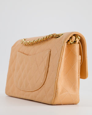 Chanel Vintage Peach Classic Medium Double Flap Bag in Caviar Leather with 24K Gold Hardware