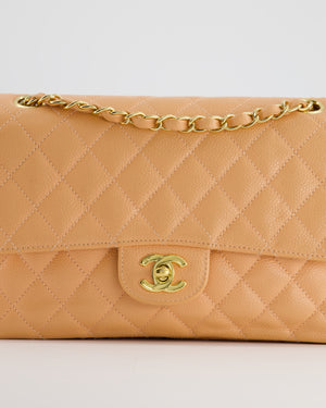 Chanel Vintage Peach Classic Medium Double Flap Bag in Caviar Leather with 24K Gold Hardware