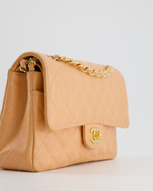 Chanel Vintage Peach Classic Medium Double Flap Bag in Caviar Leather with 24K Gold Hardware