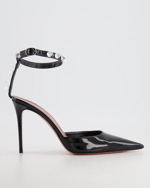 Amina Muaddi Black Patent Pumps with Crystal Ankle-Strap Details Size 41 RRP £800