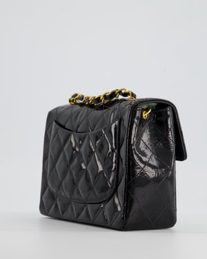 *RARE* Chanel Vintage Black Mini Square Flap Bag in Patent Leather with 24k Gold Hardware