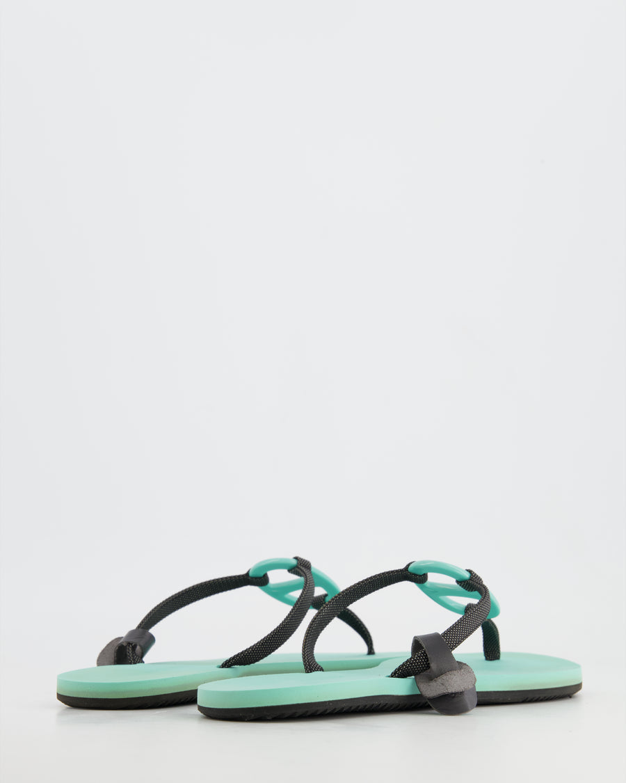 Hermès Turquoise Blue Kala Sandals with Chaine d'Ancre Detail Size EU 39