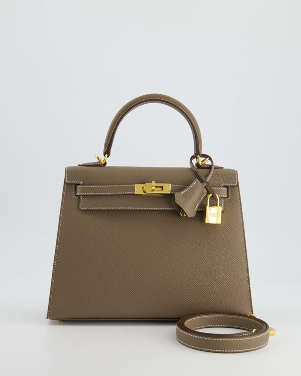 *HOLY GRAIL* Hermès Kelly 25cm Sellier in Etoupe Epsom Leather and Gold Hardware