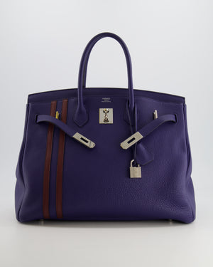 Hermès Limited Edition Birkin 35cm Officier in Bleu Encre and Bordeaux Togo Leather with Palladium Hardware