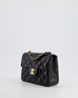 Chanel Vintage Black Mini Square Bag in Lambskin Leather with 24k Gold Hardware