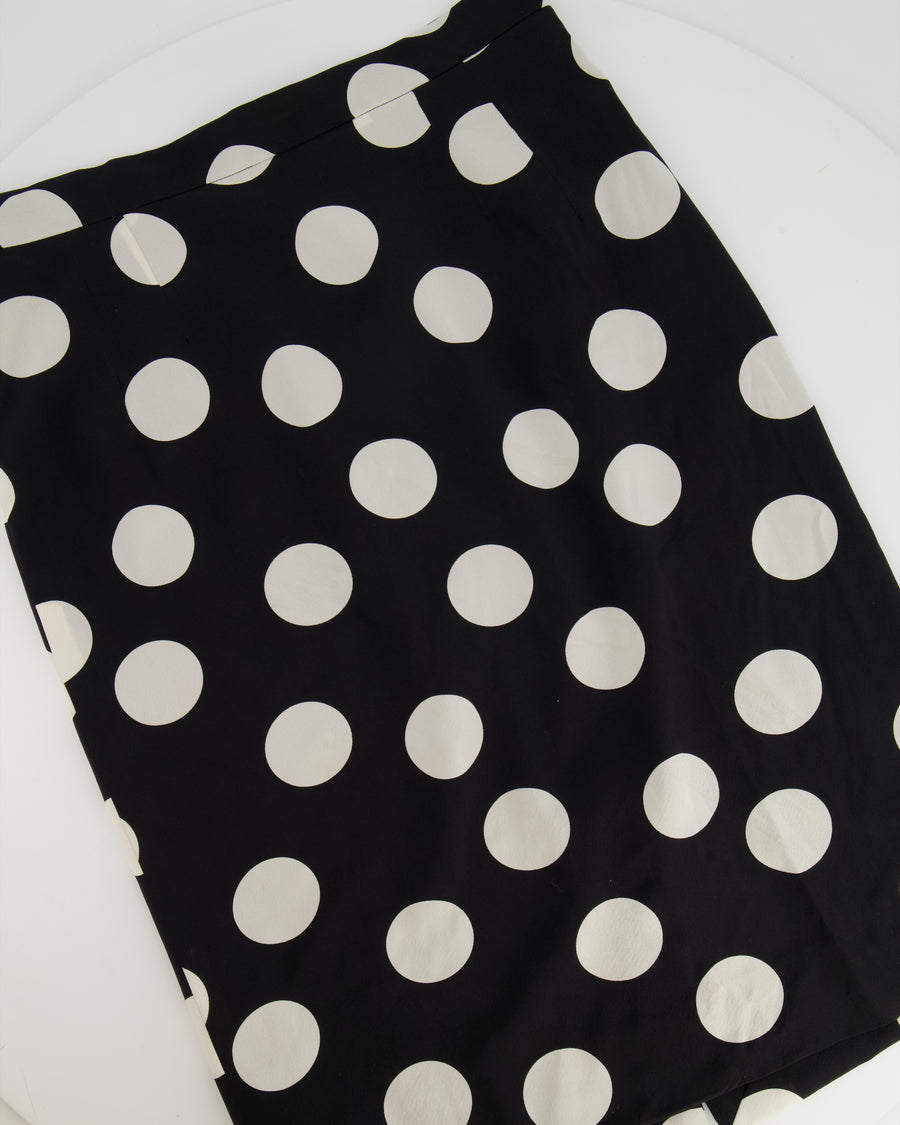 Dolce & Gabbana Black and White Silk Polkadot Skirt Size IT 42 (UK 10)