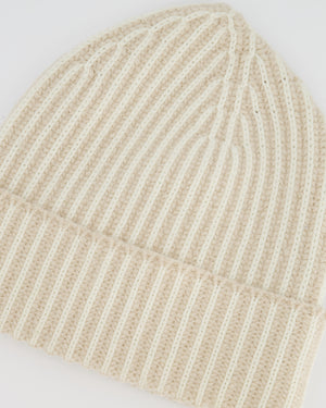 Joseph Beige, White Stripe Wool Blend Hat Size OS