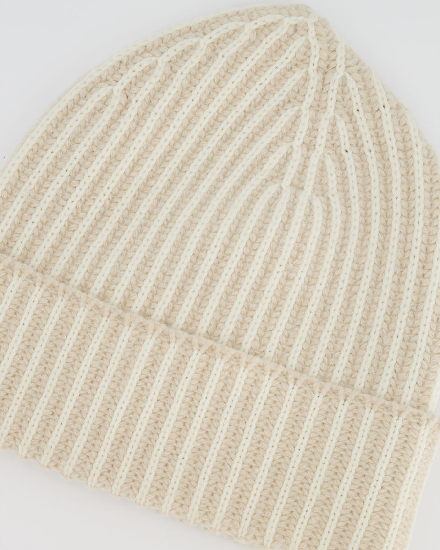 Joseph Beige, White Stripe Wool Blend Hat Size OS