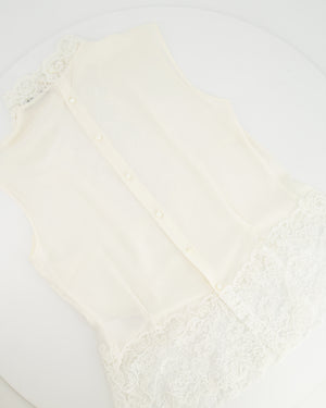 Ermanno Scervino White Silk Shirt Top with Lace Details Size IT 40 (UK 8)