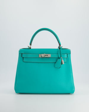 Hermès Kelly 28cm Retourne in Blue Lagoon Togo Leather with Palladium Hardware