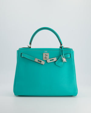 Hermès Kelly 28cm Retourne in Blue Lagoon Togo Leather with Palladium Hardware