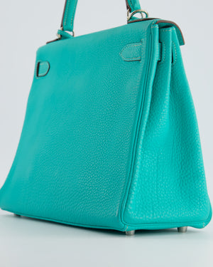 Hermès Kelly 28cm Retourne in Blue Lagoon Togo Leather with Palladium Hardware