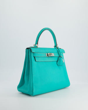 Hermès Kelly 28cm Retourne in Blue Lagoon Togo Leather with Palladium Hardware