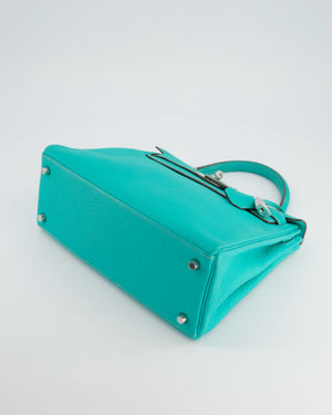 Hermès Kelly 28cm Retourne in Blue Lagoon Togo Leather with Palladium Hardware