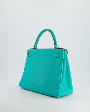 Hermès Kelly 28cm Retourne in Blue Lagoon Togo Leather with Palladium Hardware