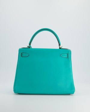 Hermès Kelly 28cm Retourne in Blue Lagoon Togo Leather with Palladium Hardware