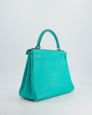 Hermès Kelly 28cm Retourne in Blue Lagoon Togo Leather with Palladium Hardware